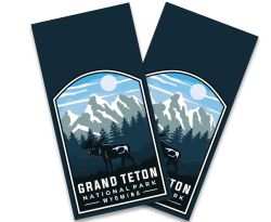 "Grand Teton Badge Moose" Cornhole Wrap